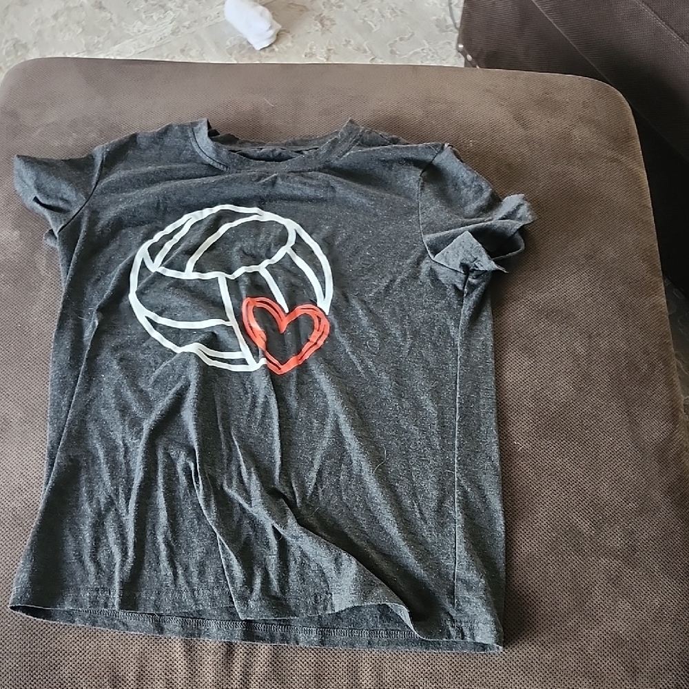 Gray Kids Shirt with Vollyball Heart Design